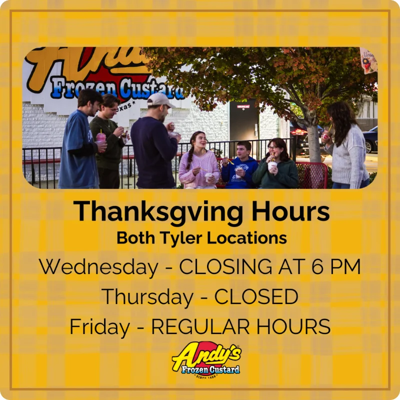 Thanksgiving hours graphic for both Tyler locations