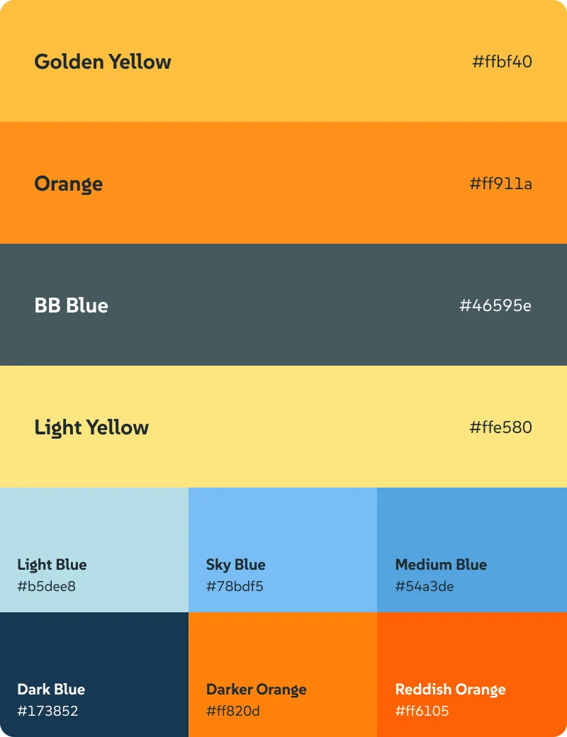 Beyond Business color palette, primary and secondary