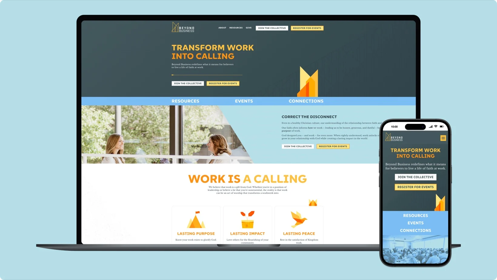 Beyond Business website on laptop and phone