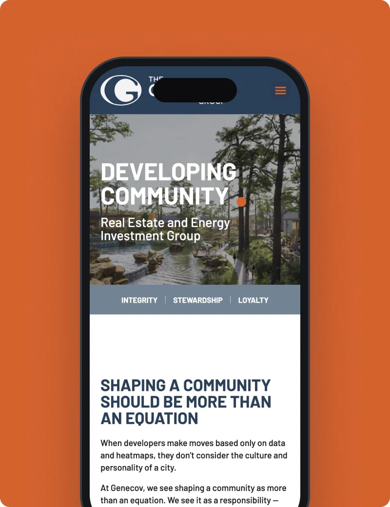The Genecov Group homepage on mobile