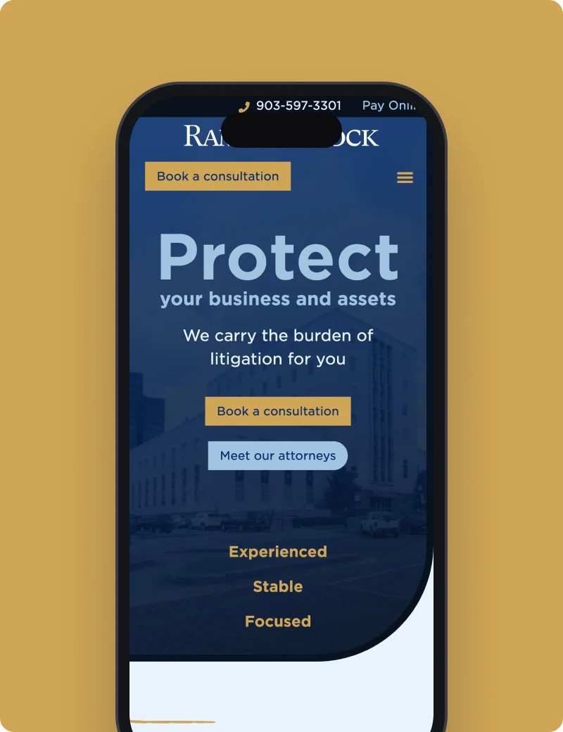 Ramey Flock homepage on mobile