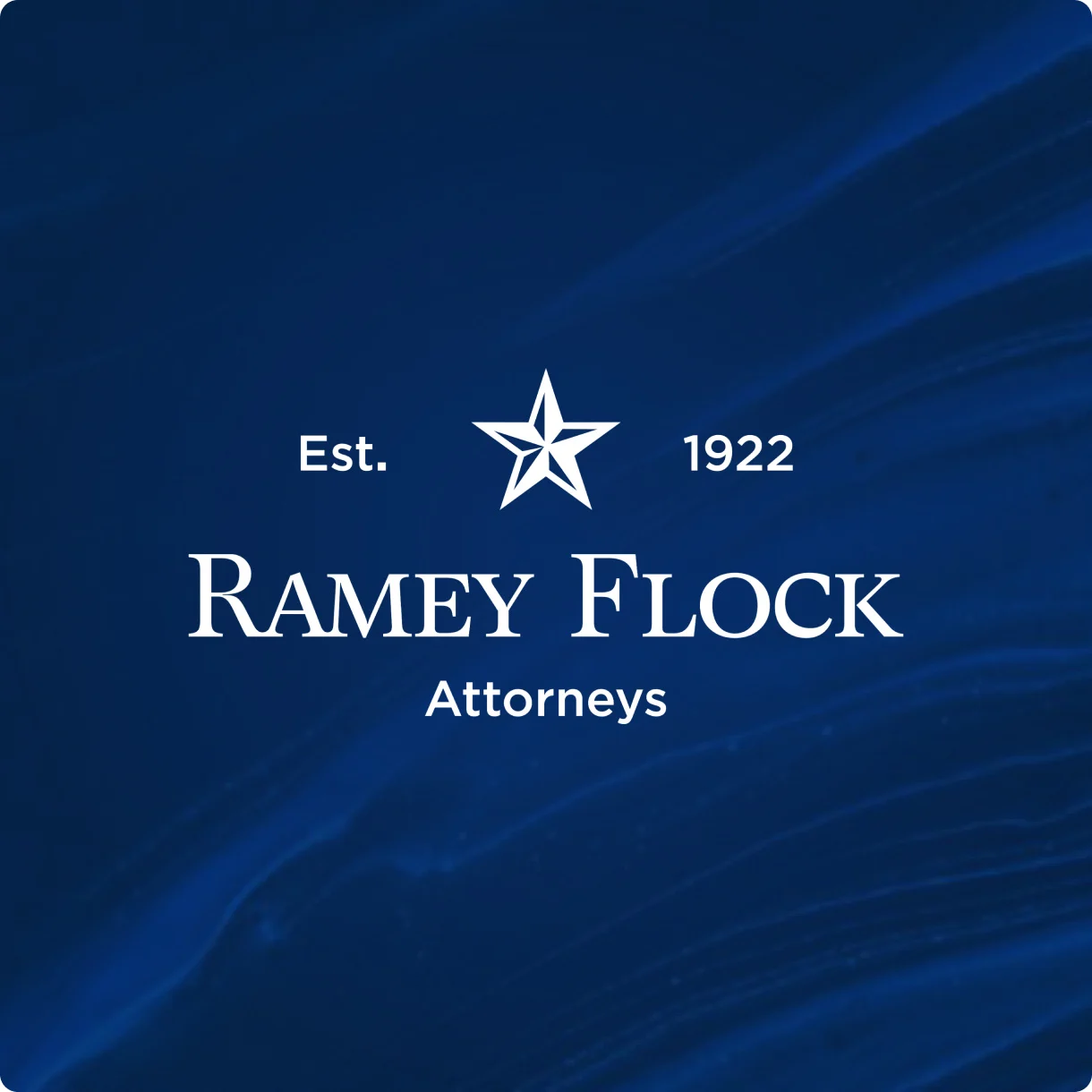 Ramey Flock logo lockup, Est. 1922, on the brand marble texture