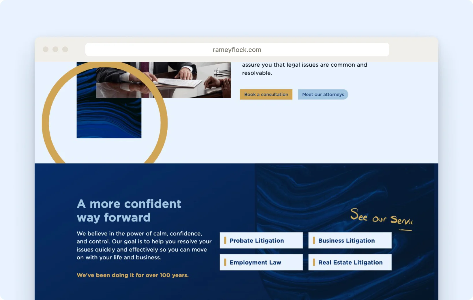 Ramey Flock website services section