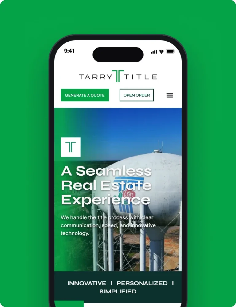 Tarry Title website on a phone